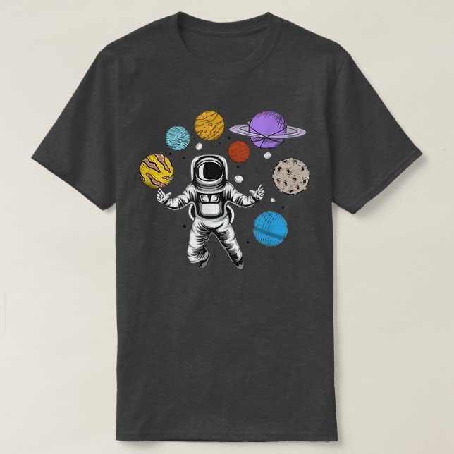 Astronaut Funny Planets Solar system  T-Shirt (Design Front)