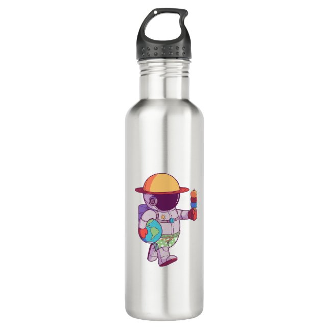 Astronaut , Funny Planets  Stainless Steel Water Bottle (Front)