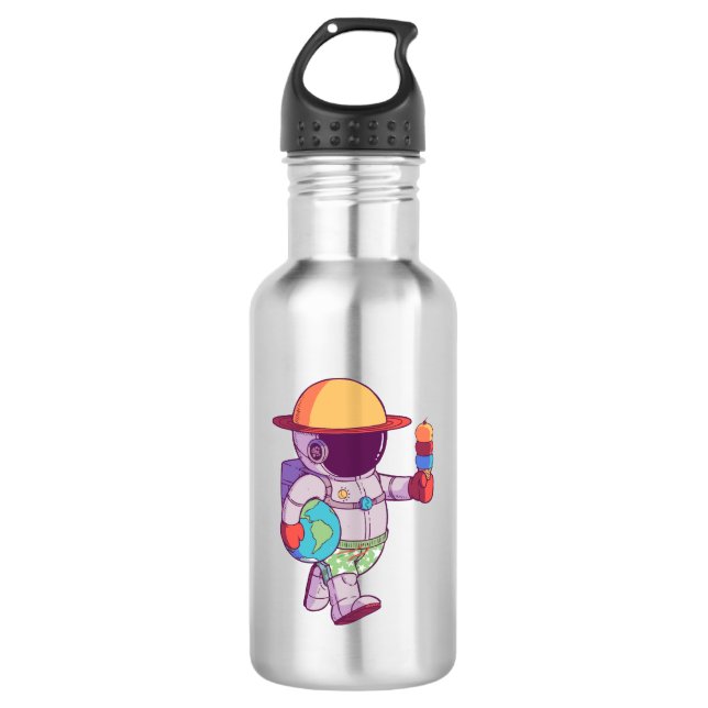 Astronaut , Funny Planets  Stainless Steel Water Bottle (Front)