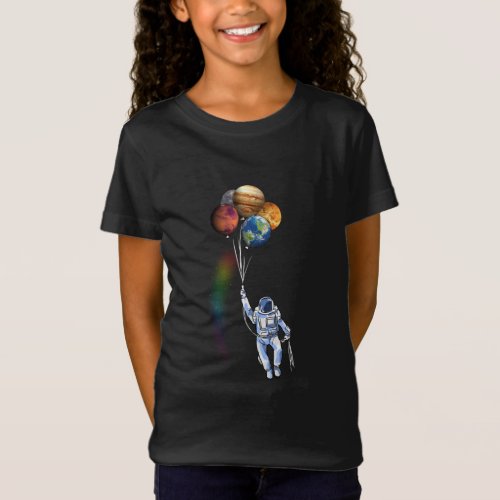 Astronaut Funny Space Spaceman Holding Planet Ball T_Shirt