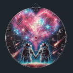Astronaut Galaxy Dartboard<br><div class="desc">Transform your game room or office with this unique Astronaut Galaxy Dartboard. Featuring a mesmerizing design of two astronauts holding hands beneath a heart-shaped galaxy, this dartboard is perfect for anyone who loves space, art, and a bit of friendly competition. The vibrant cosmic backdrop and intricate details make it a...</div>