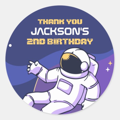 Astronaut Galaxy Outer Space Kids Birthday Party Classic Round Sticker