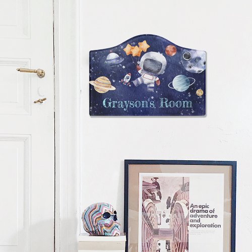 Astronaut Galaxy Planet Kids Nursery Door Sign