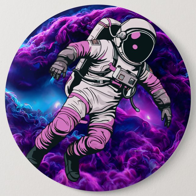 Astronaut Galaxy Purple Rose Button (Front)