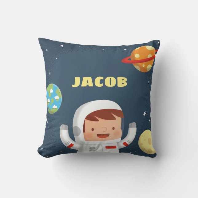 Astronaut Galaxy Space Boys Room Decor Pillow (Front)