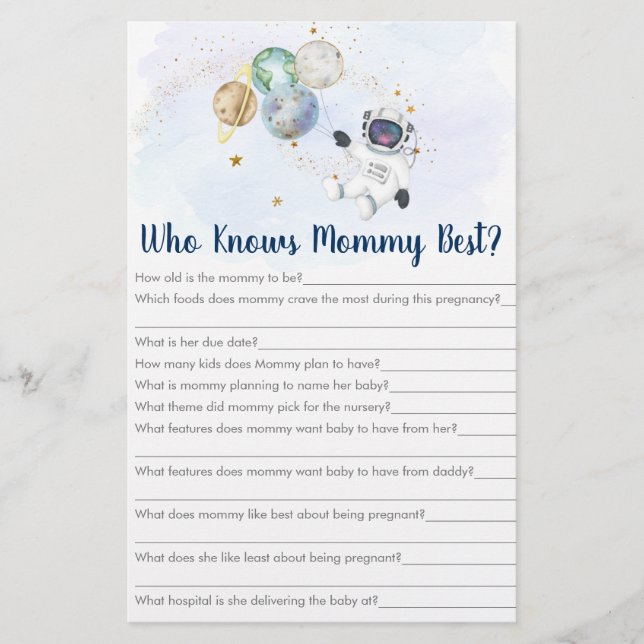 Astronaut Galaxy Who Knows Mommy Best Game (Front)