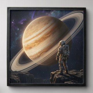 Astronaut Gazing at Saturn Peel And Stick Photo Tile
