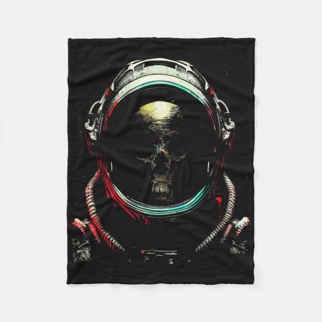 Astronaut Ghost Skeleton - Spooky Skull Halloween  Fleece Blanket (Front)