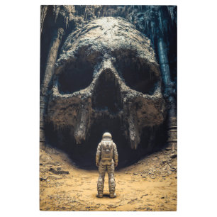 Astronaut & Giant Skull: Alien Discovery Metal Print