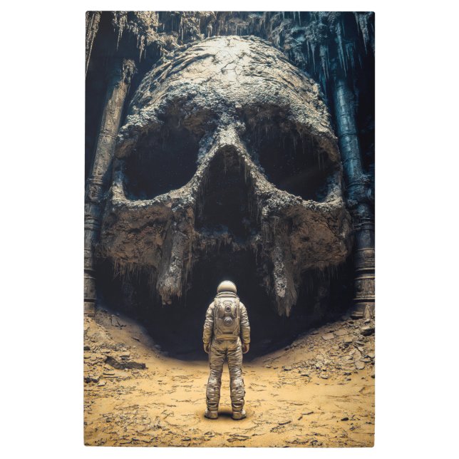 Astronaut & Giant Skull: Alien Discovery Metal Print (Front)