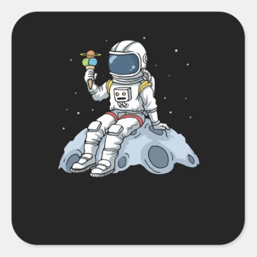 Astronaut Gifts Kids Moon Landing Ice Cream Space Square Sticker