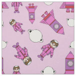 Astronaut Girl in Space Pink and Purple Fabric