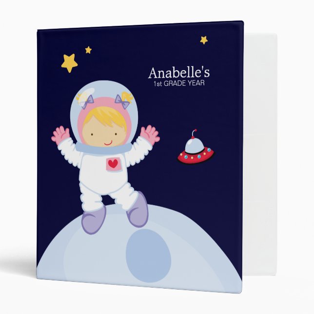 Astronaut Girl Kid's Personalized Binder (Front/Inside)