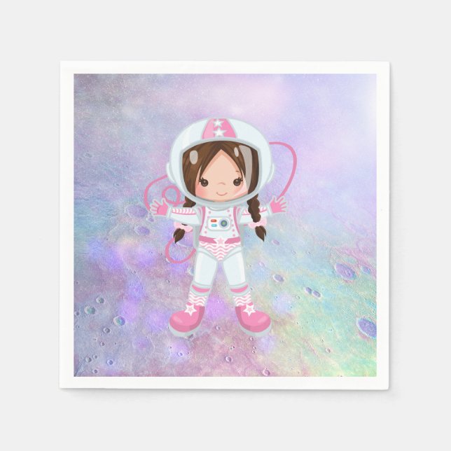 Astronaut girl Outer Space Napkins (Front)