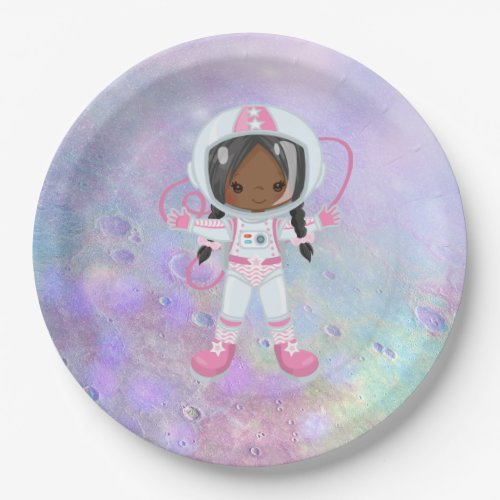 Astronaut girl Outer Space Paper Plates