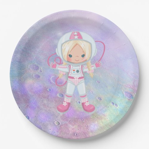 Astronaut girl Outer Space Paper Plates