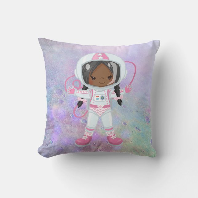 Astronaut girl Outer Space Throw Pillow (Front)