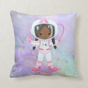 Astronaut girl Outer Space Throw Pillow