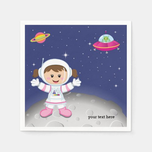 Astronaut girl paper napkins