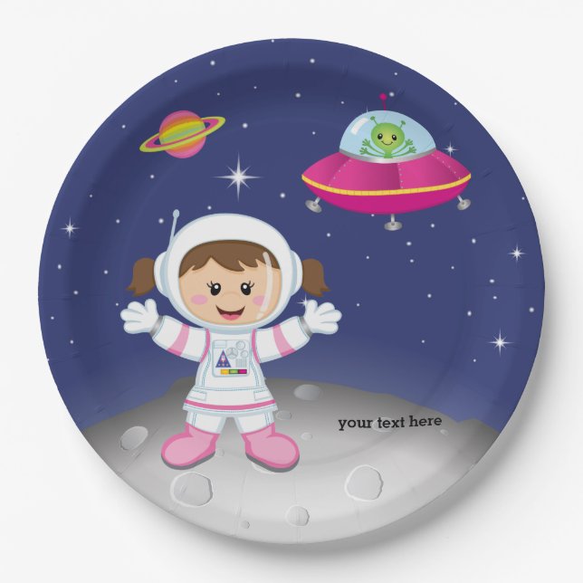 Astronaut girl paper plates (Front)