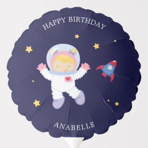 Astronaut Girl Personalized Kids Birthday Balloon