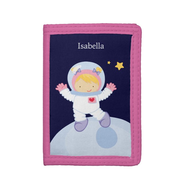 Astronaut Girl Tri-fold Wallet (Front Vertical)