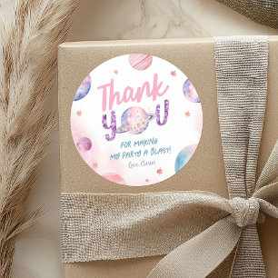 Astronaut Girl's Birthday Thank You Stickers