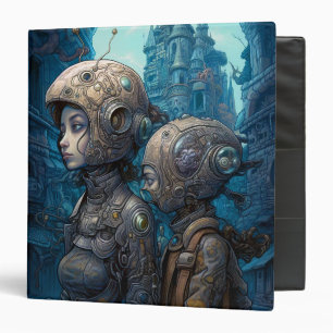 Astronaut Girls Surreal Science Fiction 3 Ring Binder