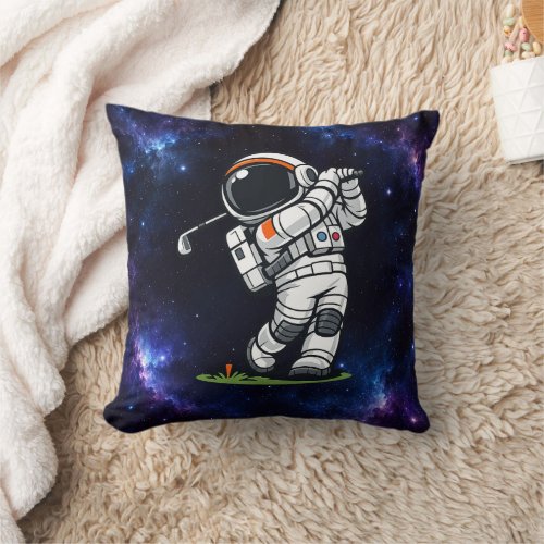 Astronaut Golf Throw Pillow