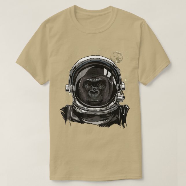 Astronaut Gorilla Face Outer Space Monkey Ape Anim T-Shirt (Design Front)
