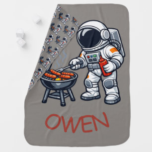 Astronaut Grilling Baby Blanket