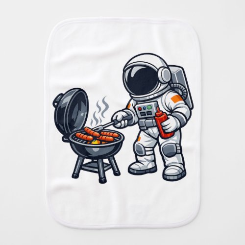 Astronaut Grilling Baby Burp Cloth
