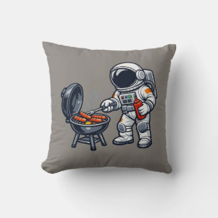 Astronaut Grilling Throw Pillow