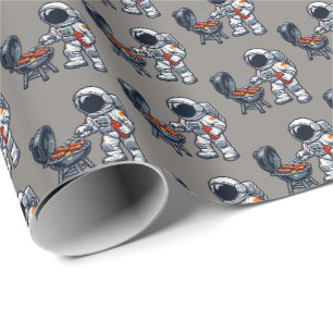 Astronaut Grilling Wrapping Paper