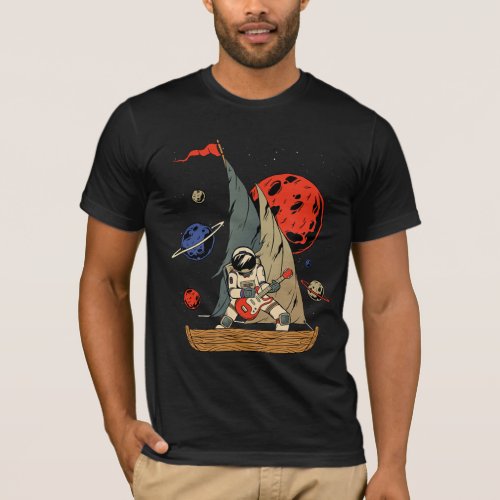 Astronaut Guitar Rockstar Sailing Through Galaxy T_Shirt