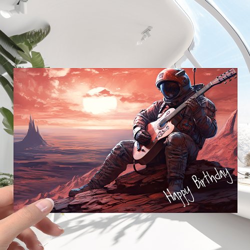 Astronaut Guitarist Playing Guitar  _ Birthday Card