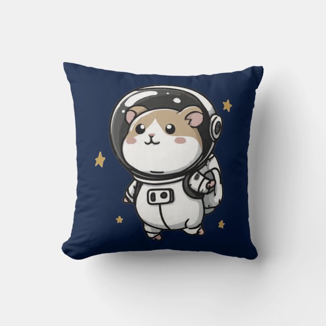Astronaut Hamster Throw Pillow (Front)