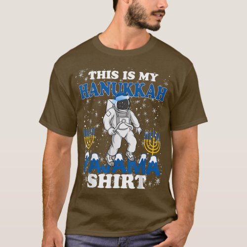 Astronaut Hanukkah Pajama Chanukah Menorah Funny H T_Shirt