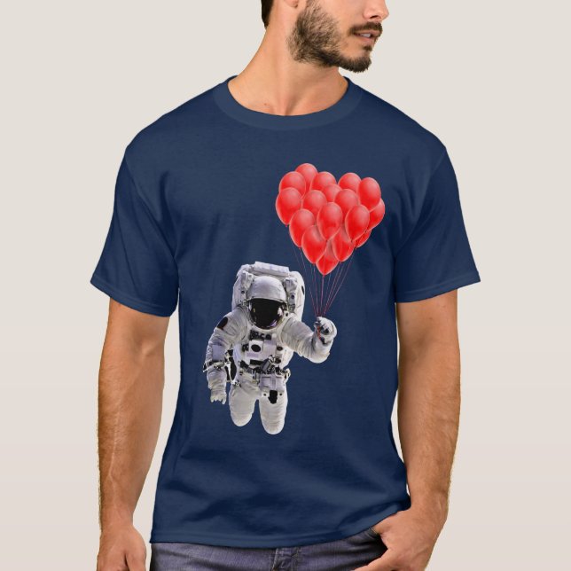 Astronaut Heart Balloons Love T-Shirt (Front)