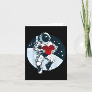 Astronaut Heart Love Planet Valentines Day Space B Card