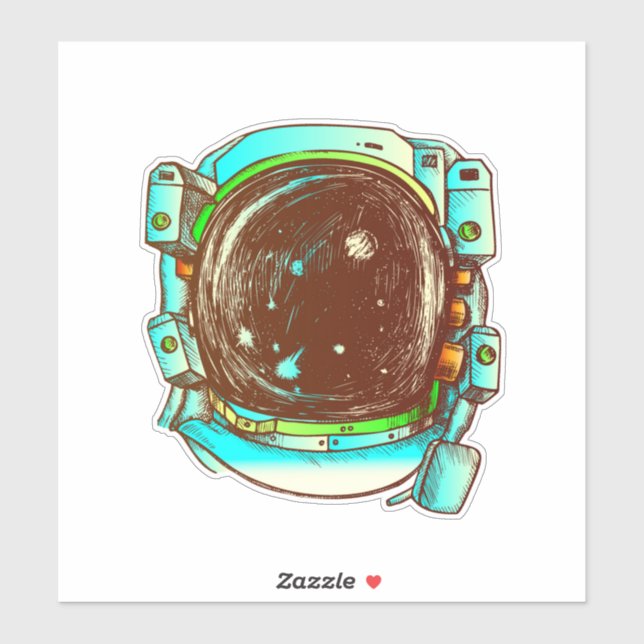 Astronaut Helmet Sketch Sticker (Sheet)
