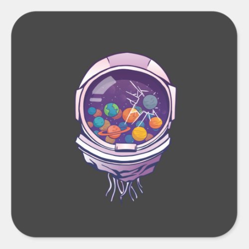 Astronaut helmet square sticker