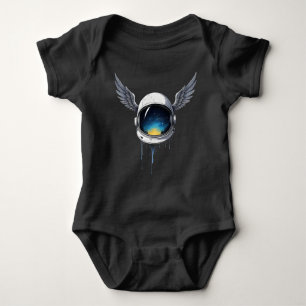 Astronaut Helmet with Wings – Cosmic Space Art Baby Bodysuit