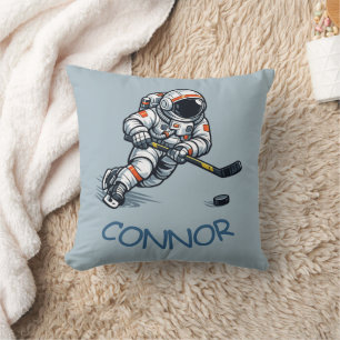Astronaut Hockey Throw Pillow