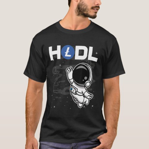 Astronaut Hodl Litecoin Ltc Coin To The Moon Crypt T_Shirt