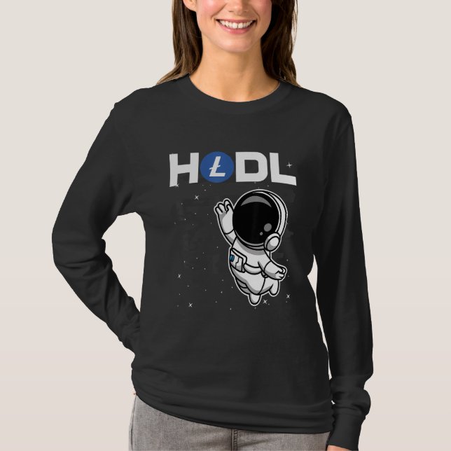Astronaut Hodl Litecoin Ltc Coin To The Moon Crypt T-Shirt (Front)