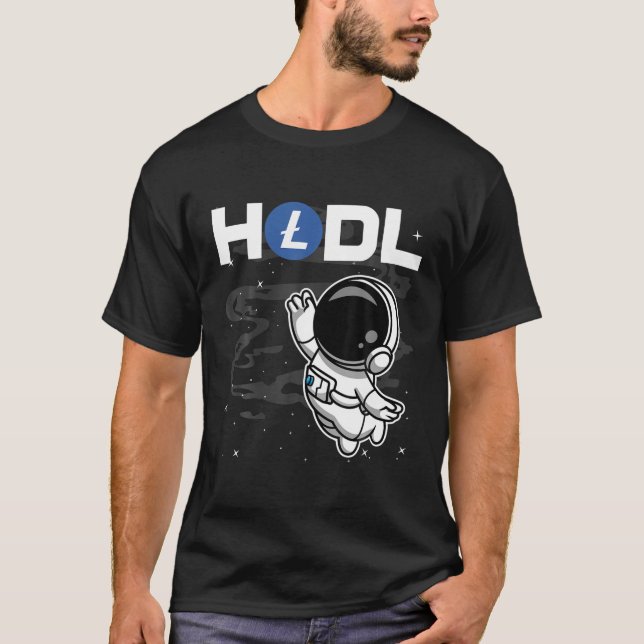 Astronaut HODL Litecoin LTC Coin To The Moon Crypt T-Shirt (Front)