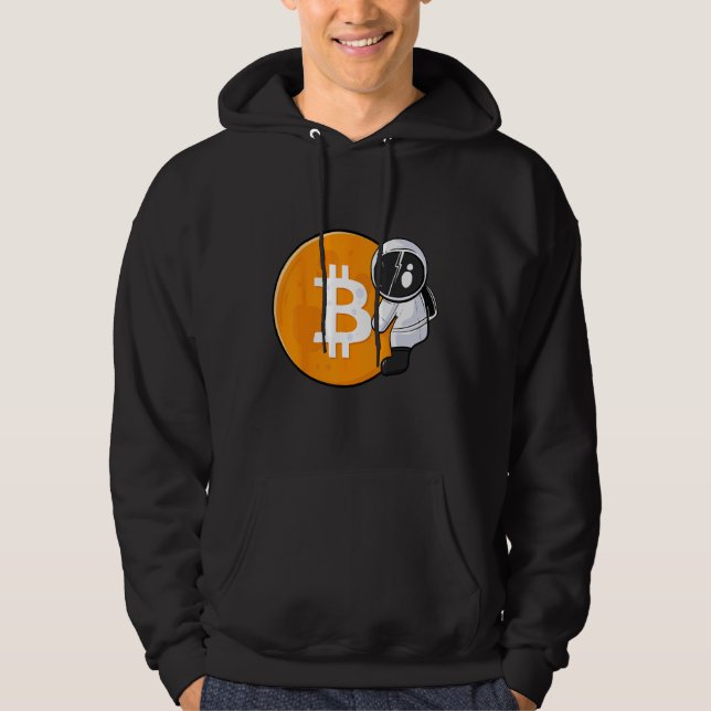 Astronaut Holding Bitcoin To The Moon HODL BTC Cry Hoodie (Front)