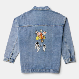 Astronaut Holding Gay Bear Balloons Denim Jacket