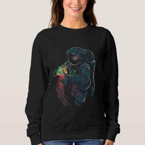 Astronaut Holding Jellyfish Graphic Astronomy Sweatshirt